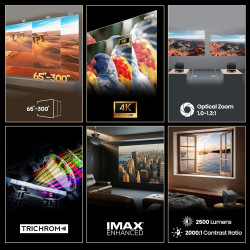 Hisense c3 projecteur triple laser 4k uhd – 2500 lumens, imax enhanced, son jbl 20w, image de 65 à 300 pouces, dolby vision, hdr