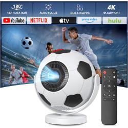 [projecteur de football] mini projecteur, videoprojecteur avec wifi 6 bleutooth 5.4,android 14,supporte 4k,auto keystone rotatio