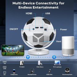 [projecteur de football] mini projecteur, videoprojecteur avec wifi 6 bleutooth 5.4,android 14,supporte 4k,auto keystone rotatio