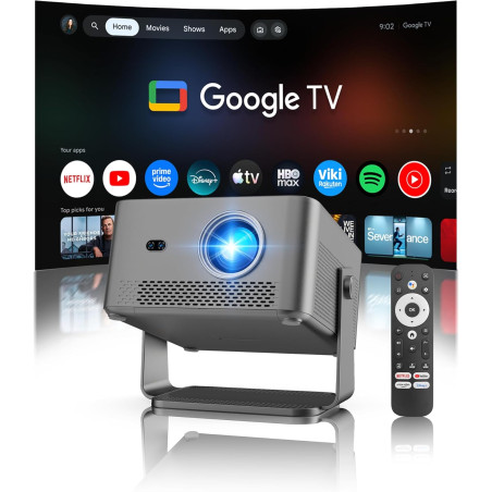 Magcubic Videoprojecteur 4K avec Google TV Stick, Projecteur Video 1080P Natif 800 ANSI avec WiFi, BT, Mise Au Point Automatique