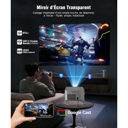 Magcubic Videoprojecteur 4K avec Google TV Stick, Projecteur Video 1080P Natif 800 ANSI avec WiFi, BT, Mise Au Point Automatique