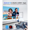 Vidéoprojecteur portable 4k full hd 1080p, mini projecteur 600 lumens ansi, android 14 wifi 6 bleutooth 5.4, correction de disto