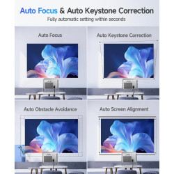 Vidéoprojecteur portable 4k full hd 1080p, mini projecteur 600 lumens ansi, android 14 wifi 6 bleutooth 5.4, correction de disto