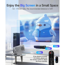 Vidéoprojecteur portable 4k full hd 1080p, mini projecteur 600 lumens ansi, android 14 wifi 6 bleutooth 5.4, correction de disto