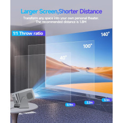 Vidéoprojecteur portable 4k full hd 1080p, mini projecteur 600 lumens ansi, android 14 wifi 6 bleutooth 5.4, correction de disto