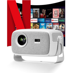 【sous licence officielle netflix et mise au point automatique】mini projecteur avec wi-fi et bleutooth,rotation à 270°, housse en