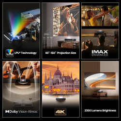 Hisense PT1SE - Vidéo-Projecteur Laser 4K Trichroma, Ultra Courte Focale (80" à 150"), 2300 Lumens ANSI, Dolby Vision & Atmos, S