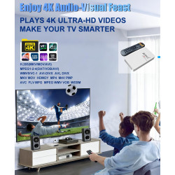 Lecteur multimédia 4K et boîtier HDD 2 en 1 | Lecture vidéo Plug & Play à partir d'une clé USB, d'une carte SD ou d'un disque du