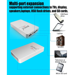 Lecteur multimédia 4K et boîtier HDD 2 en 1 | Lecture vidéo Plug & Play à partir d'une clé USB, d'une carte SD ou d'un disque du