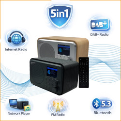 Ferguson regent i101 radio internet wi-fi avec bleutooth fm/dab/dab+ radio fm, radio-réveil, égaliseur, écran couleur, usb, aux 