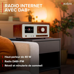 Audizio Dozza Radio Internet WiFi Dab+ FM BT 5.3 40W, Radio Numérique avec Télécommande, Écran Intuitif, Sortie Jack, Design Noy