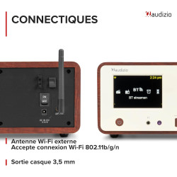 Audizio Dozza Radio Internet WiFi Dab+ FM BT 5.3 40W, Radio Numérique avec Télécommande, Écran Intuitif, Sortie Jack, Design Noy