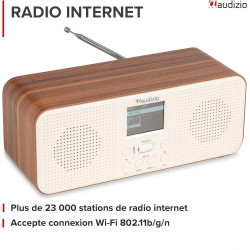 Audizio Bucine Radio Internet WiFi Dab+ FM BT 40W, Radio Numérique Stéréo avec Écran Couleur, Télécommande, Alarme Et Minuterie,