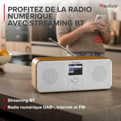 Audizio Bucine Radio Internet WiFi Dab+ FM BT 40W, Radio Numérique Stéréo avec Écran Couleur, Télécommande, Alarme Et Minuterie,
