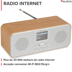 Audizio Bucine Radio Internet WiFi Dab+ FM BT 40W, Radio Numérique Stéréo avec Écran Couleur, Télécommande, Alarme Et Minuterie,
