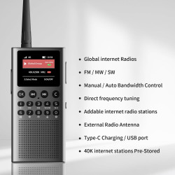 Choyong wt2 radio internet intelligente multi-bande wifi/4g, am/fm et récepteur radio portable à ondes courtes radio longue port