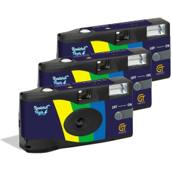 GT PHOTO GT27FL Realishot Flash - Pack de 3 Appareil Photo Jetable 35mm avec Flash, 27 Poses, Idéal pour Événements, Voyages et 