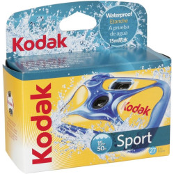 Kodak Sport - Appareil Photo Jetable Étanche jusqu'à 15m, 27 Poses, Film Couleur 35mm, Coque Résistante aux Chocs et Exposition 