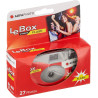 AgfaPhoto 601020 - Appareil Photo Jetable LeBox Flash, 27 Photos, Objectif Optique 31 mm - Gris et Rouge (Lot de 2)