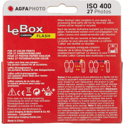 AgfaPhoto 601020 - Appareil Photo Jetable LeBox Flash, 27 Photos, Objectif Optique 31 mm - Gris et Rouge (Lot de 2)