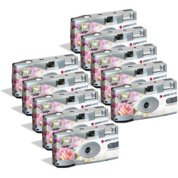 AgfaPhoto Pack 10 x 601025 - Appareil Photo Jetable LeBox Wedding, 27 Photos, Objectif Optique 31 mm - Gris