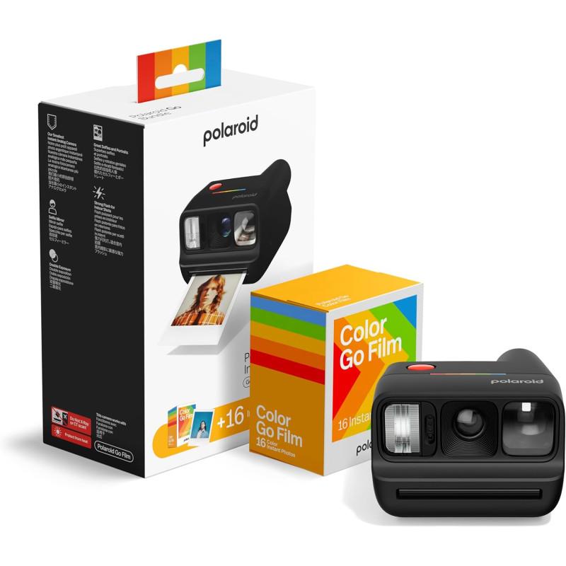 Polaroid - Pack Appareil Photo instantané Go Gen 3 Noir + Film Couleur Go (16 Photos)