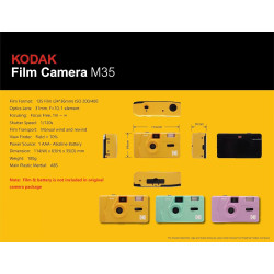 KODAK M35 DA00234 - Appareil Photo Rechargeable 35mm, Objectif Grand Angle Fixe, Viseur Optique, Flash Intégré, Pile AAA – Vert 