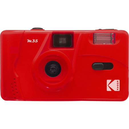 KODAK M35 DA00239 - Appareil Photo Rechargeable 35mm, Objectif Grand Angle Fixe, Viseur Optique, Flash Intégré, Pile AAA – Rouge