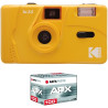 KODAK Pack M35 Argentique + Pellicule 100 ASA - Appareil Photo Kodak Rechargeable 35mm Jaune, Objectif Grand Angle Fixe, Viseur 