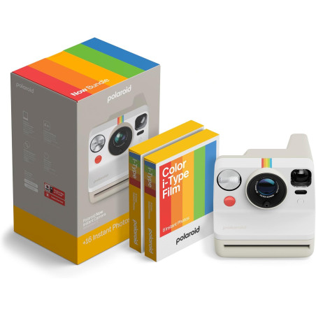 Polaroid now gen3 - pebble blanc + color film bundle (16 photos)