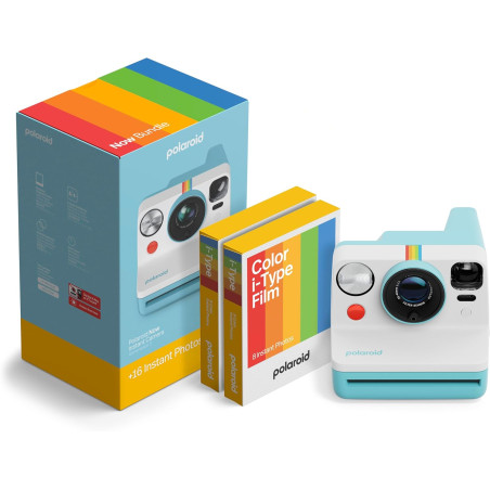 Polaroid now gen3 - artic bleu + color film bundle (16 photos)