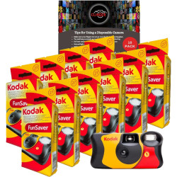 Lot d'appareils photo jetables – Comprend 10 paquets d'appareils photo Kodak Funsaver à usage unique 35 mm avec 27 poses et cart