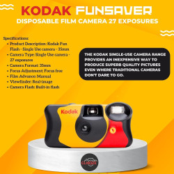 Lot d'appareils photo jetables – Comprend 10 paquets d'appareils photo Kodak Funsaver à usage unique 35 mm avec 27 poses et cart