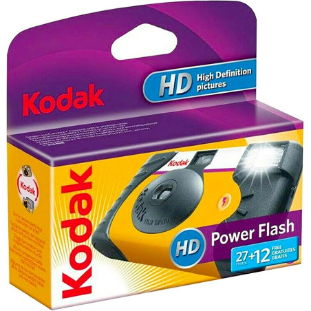 KODAK Power Flash 39 exp - Appareil Photo Jetable 35mm, Flash Automatique Intégré, ISO 800, Mise au Point Fixe, Viseur Optique, 
