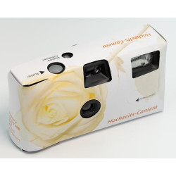 Lot de 10 appareils Photo jetables de Mariage « Rose Blanche » avec Flash (27 Photos 400 ASA)
