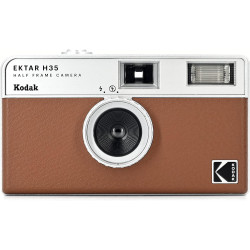 Kodak EKTAR H35 Caméra de Film Demi-Format 35 mm, réutilisable, sans Mise au Point, léger, Facile à Utiliser (Marron) (Film et P