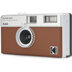 Kodak EKTAR H35 Caméra de Film Demi-Format 35 mm, réutilisable, sans Mise au Point, léger, Facile à Utiliser (Marron) (Film et P