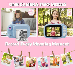 Appareil Photo Instantané Enfant, 3,5" Appareil Photo Enfants Cadeaux pour 3 à 14 Ans, Papier d'impression sans Encre et 32GB Ca