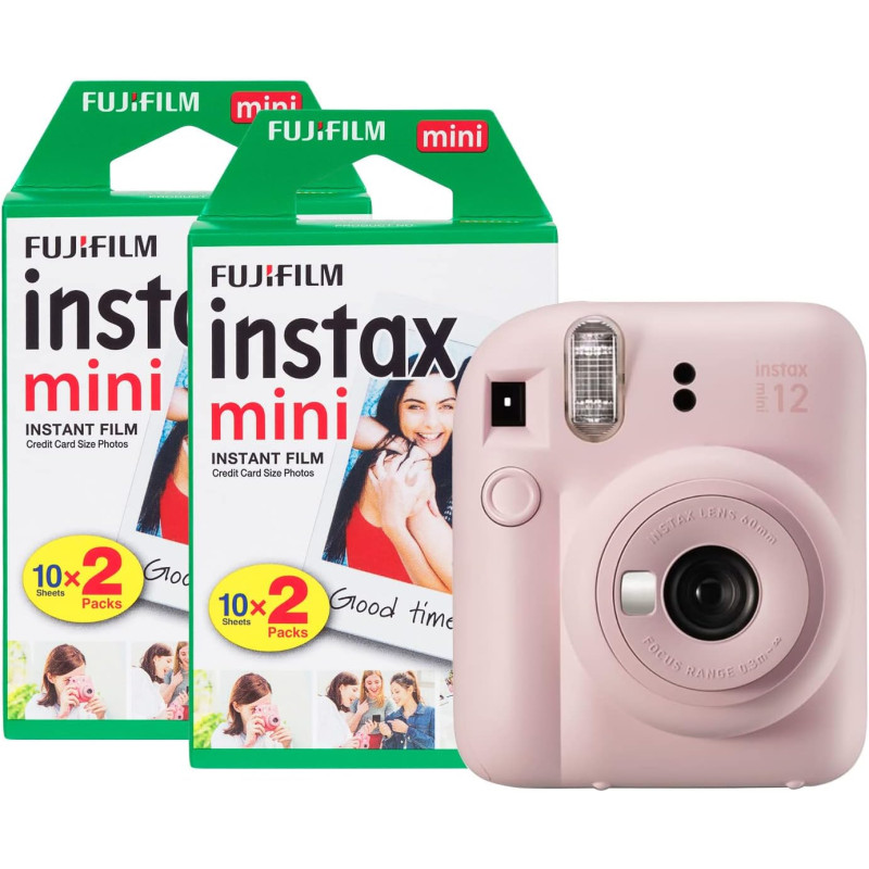 Fujifilm Instax Mini 12 Appareil Photo instantané avec Pack de 40 Films Rose Fleur