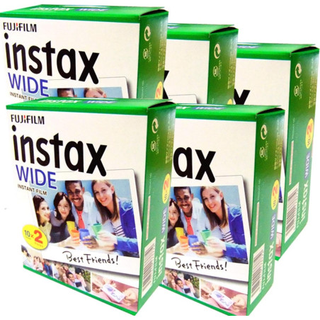 Fujifilm Instax Wide – Lot de 5 boîtes de 20 pellicules (100 photos format large) pour appareil photo instantané Fuji Instax 210