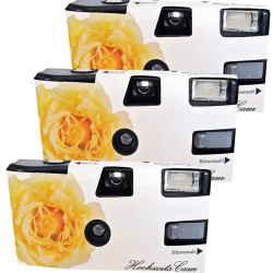 Lot de 3 appareils photo jetables 1 A - Rose de mariage jaune