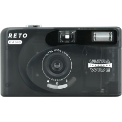 RETO PANO Caméra film 35 mm, objectif 22 mm, panorama, commutation facile, mode cinématographique, cache-objectif, flash intégré