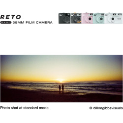 RETO PANO Caméra film 35 mm, objectif 22 mm, panorama, commutation facile, mode cinématographique, cache-objectif, flash intégré
