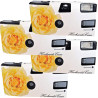 PHOTO PORST Lot de 4 appareils photo jetables 1A Édition rose de mariage jaune avec flash, piles et film (lot de 4, 27 prises ch