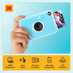 Kodak Printomatic+ Appareil Photo numérique instantané 10 MP, Zink 2x3 (5,1 x 7,5 cm), LED RVB, Coffret Cadeau: Étui, Pack de 20