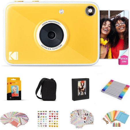 Kodak Printomatic+ Appareil Photo numérique instantané 10 MP, Zink 2x3 (5,1 x 7,5 cm), LED RVB, Coffret Cadeau: Étui, Pack de 20
