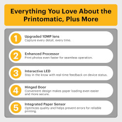 Kodak Printomatic+ Appareil Photo numérique instantané 10 MP, Zink 2x3 (5,1 x 7,5 cm), LED RVB, Coffret Cadeau: Étui, Pack de 20