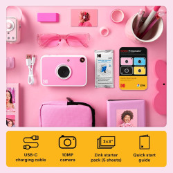 Kodak Printomatic+ Appareil Photo numérique instantané 10 MP, Zink 2x3 (5,1 x 7,5 cm), LED RVB, Coffret Cadeau: Étui, Pack de 20