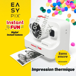 Easypix InstantFUN Appareil Photo instantané, Plaisir créatif pour Adultes et Enfants, Impression Thermique en Noir et Blanc, Pa