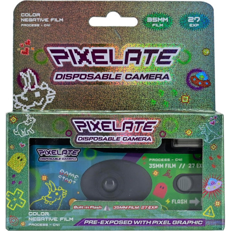 Reto Color Pixelate 400 Appareil Photo jetable 35 mm 27EXP, Film négatif Couleur, sans Mise au Point, Facile à Utiliser, Flash i